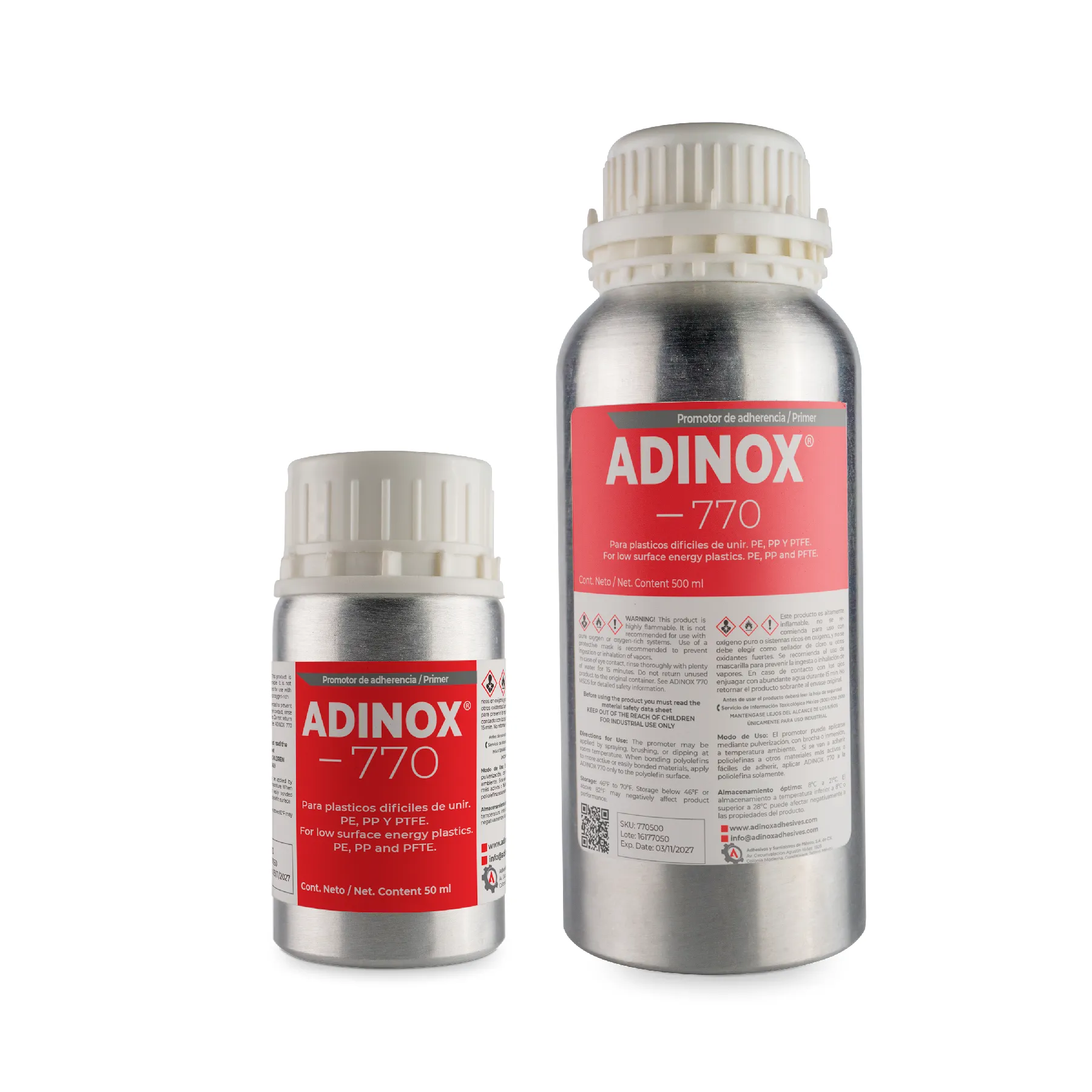 ADINOX® 770 — Presentaciones 50 ml y 500 ml promotor de adherencia ADINOX 770, presentaciones 50 ml y 500 ml